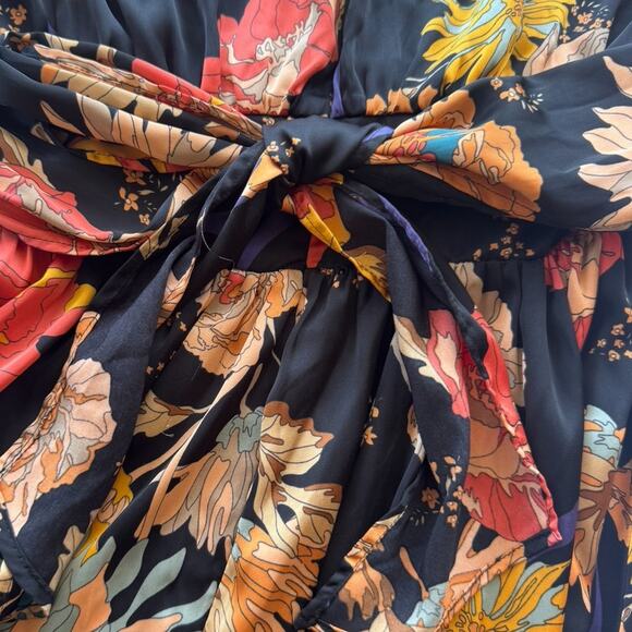 Pinch Abigail Black Floral Satin Maxi Dress Small - Picture 7 of 9
